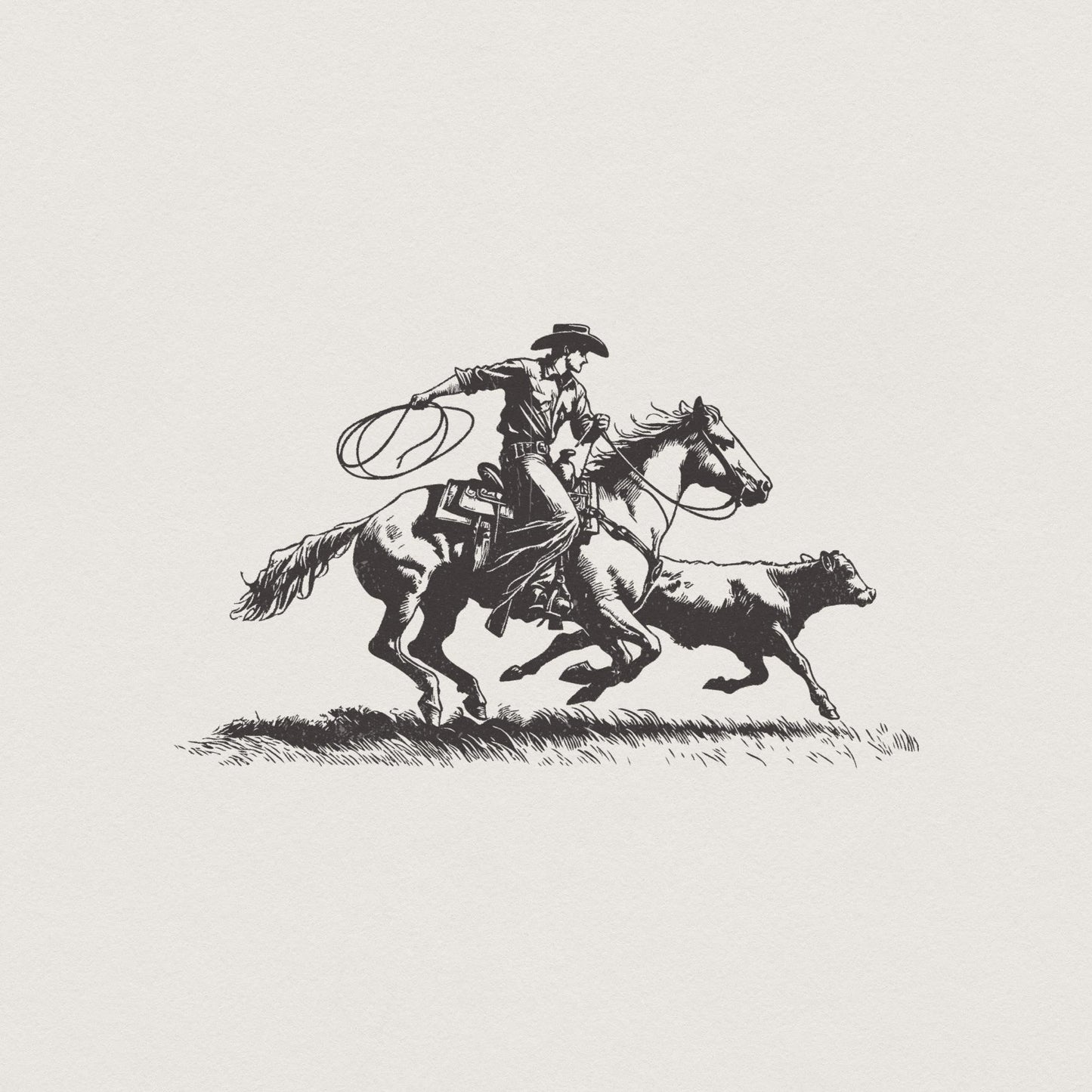 Retro Cowboy Lasso PNG, Western Rodeo png - 300 DPI Design for T-Shirt