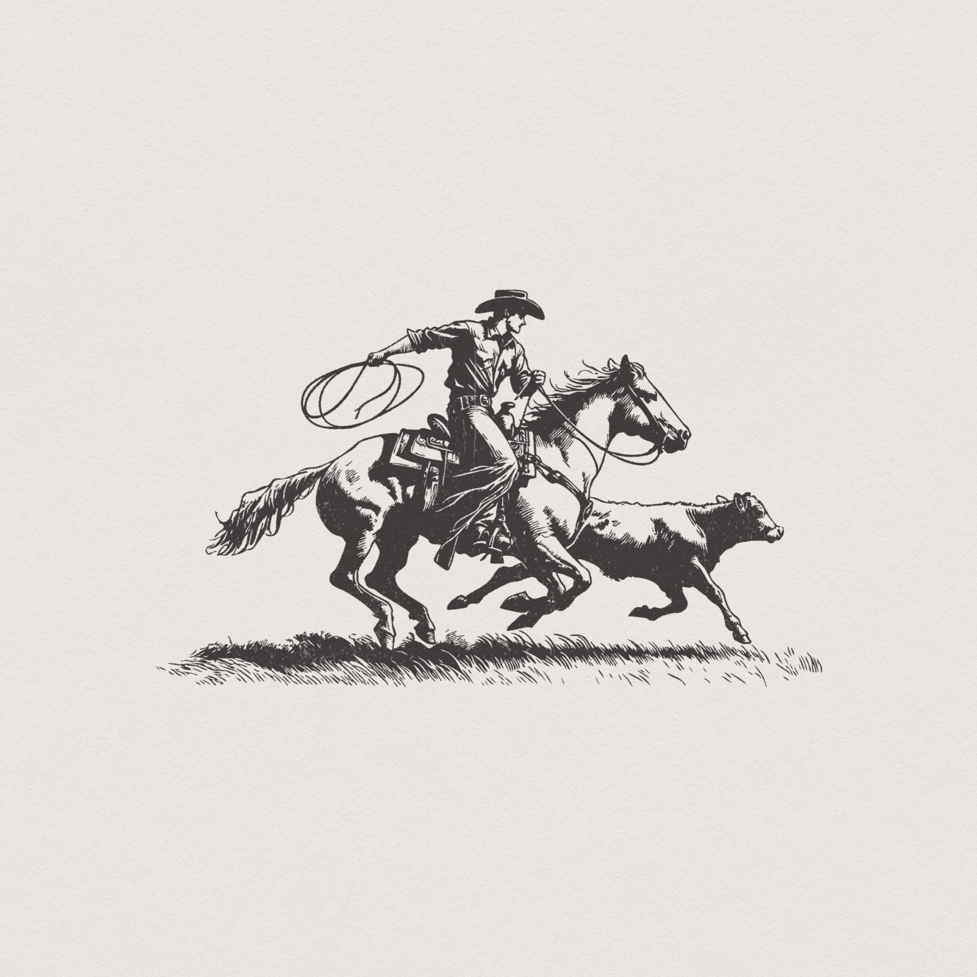 Retro Cowboy Lasso PNG, Western Rodeo png - 300 DPI Design for T-Shirt