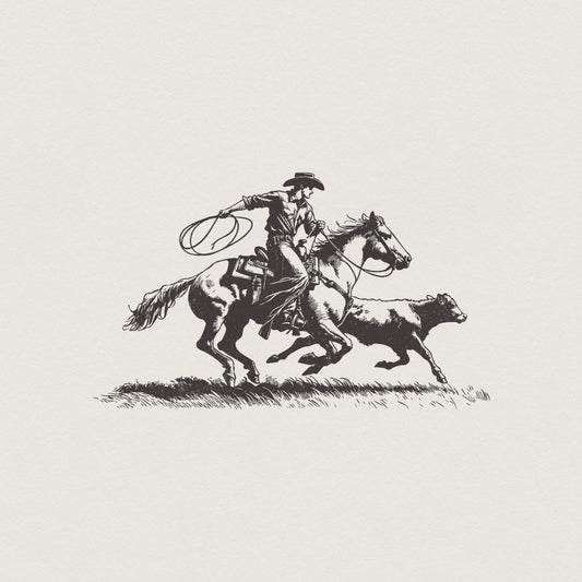 Retro Cowboy Lasso PNG, Western Rodeo png - 300 DPI Design for T-Shirt