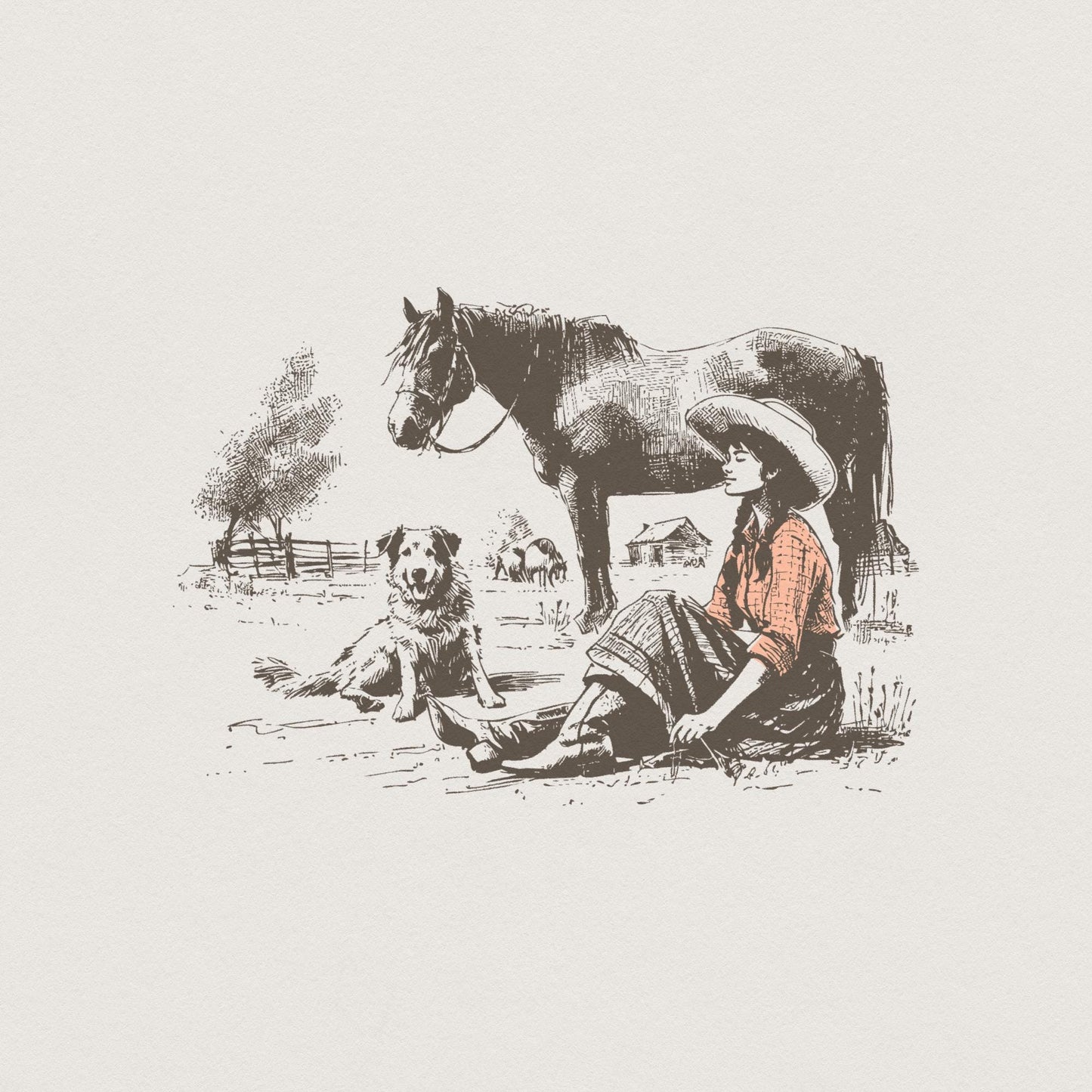 Retro Cowgirl PNG, Western Wild West Digital Download - 300 DPI Design