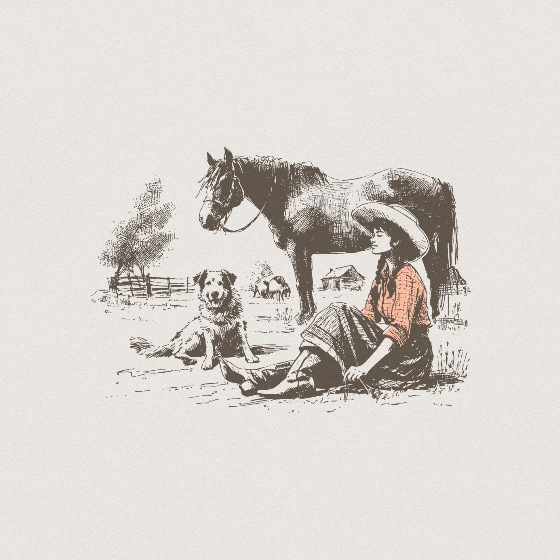 Retro Cowgirl PNG, Western Wild West Digital Download - 300 DPI Design