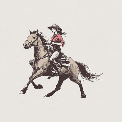 Cowgirl Western PNG, Vintage Illustration PNG - 300 DPI Design for T-Shirt