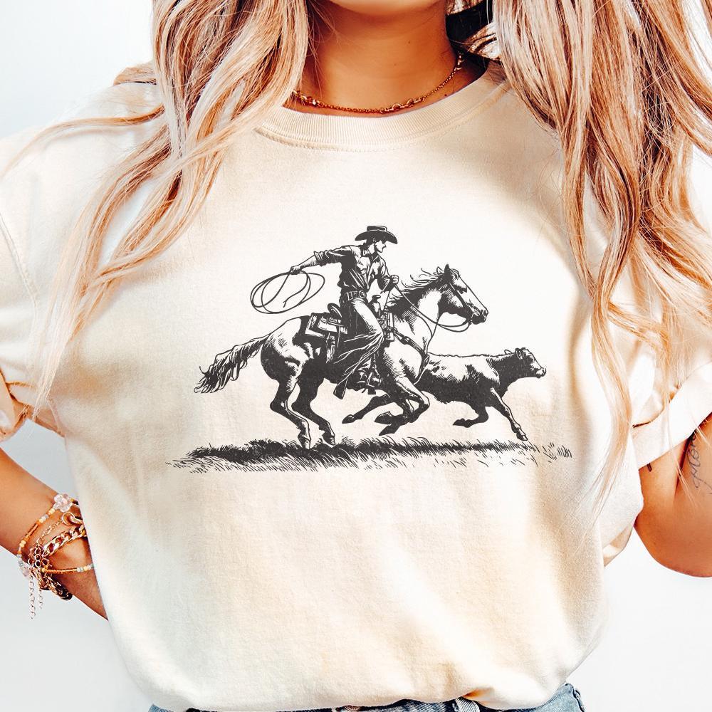 Retro Cowboy Lasso PNG, Western Rodeo png - 300 DPI Design for T-Shirt
