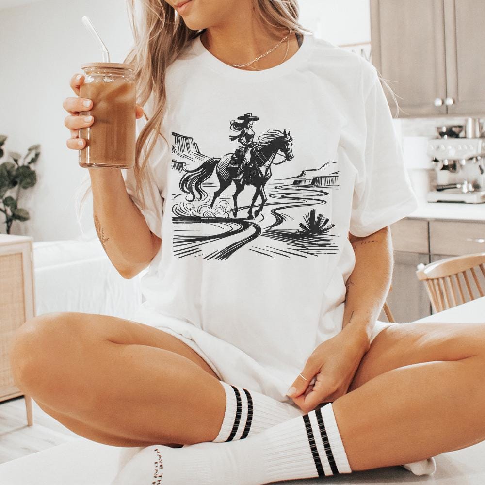 Cowgirl Country Western png, Vintage Illustration PNG - 300 DPI Design