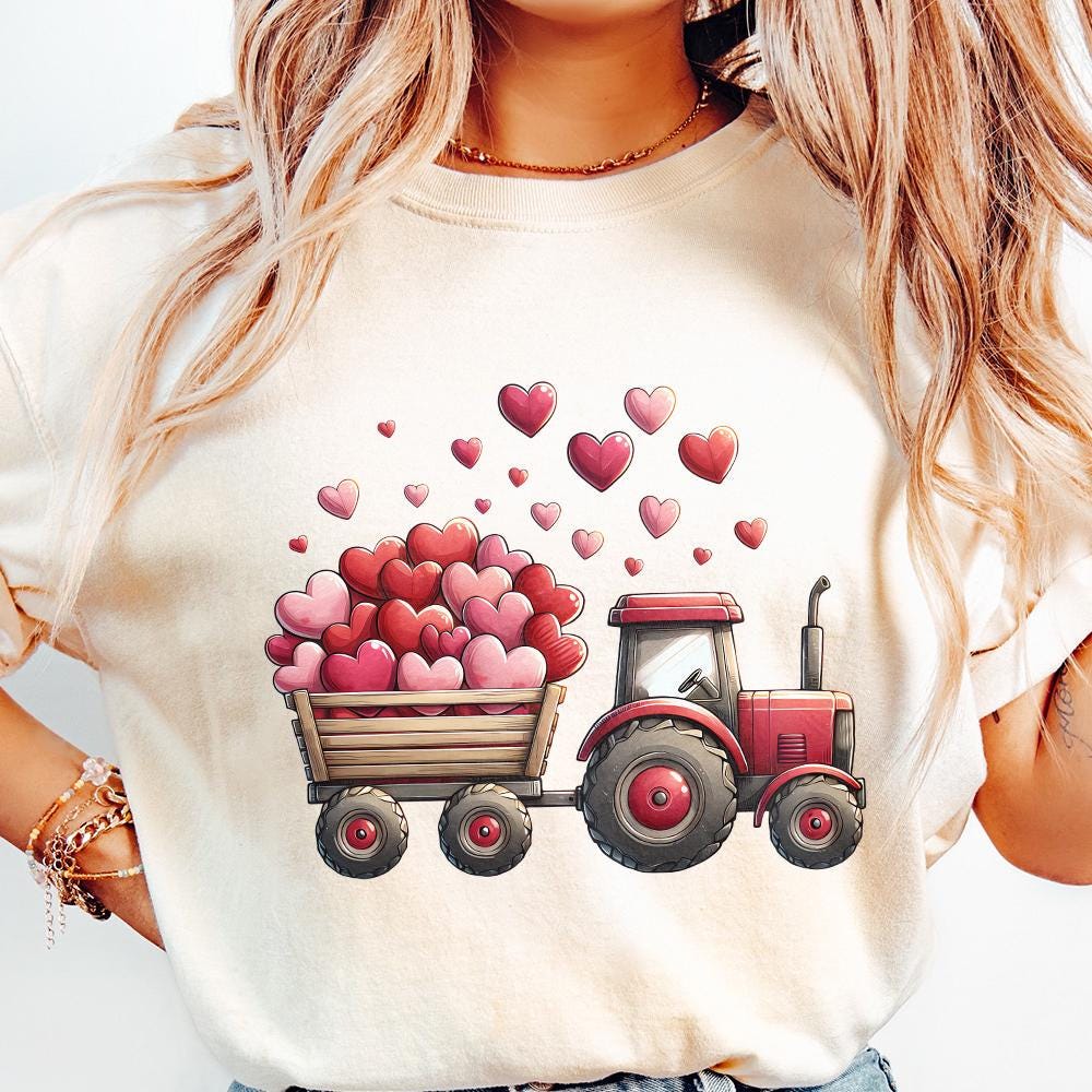 Valentines Day Tractor PNG, Kids Valentine Digital Download - 300 DPI