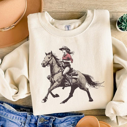 Cowgirl Western PNG, Vintage Illustration PNG - 300 DPI Design for T-Shirt