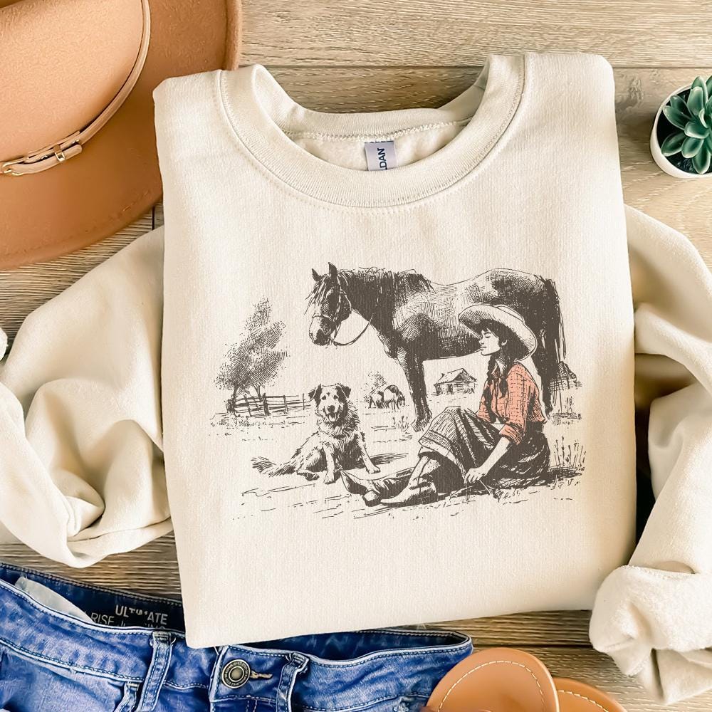 Retro Cowgirl PNG, Western Wild West Digital Download - 300 DPI Design