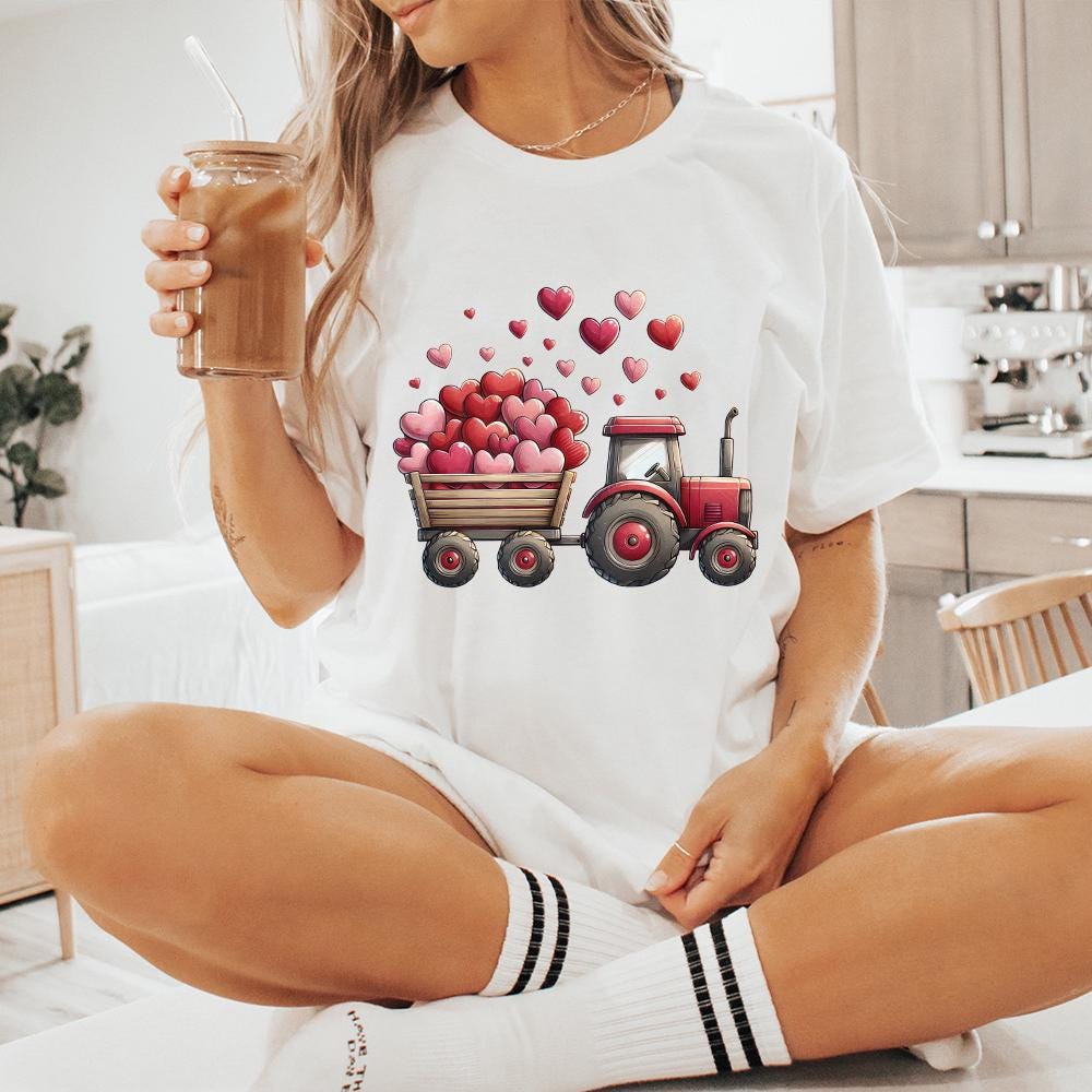 Valentines Day Tractor PNG, Kids Valentine Digital Download - 300 DPI