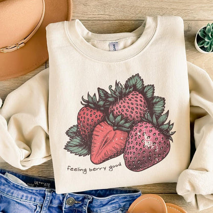 Feeling Berry Good PNG, Strawberry png - 300 DPI Design for T-Shirt