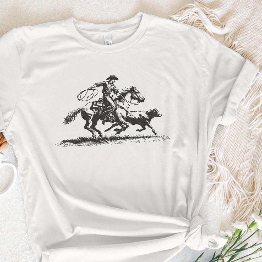 Retro Cowboy Lasso PNG, Western Rodeo png - 300 DPI Design for T-Shirt