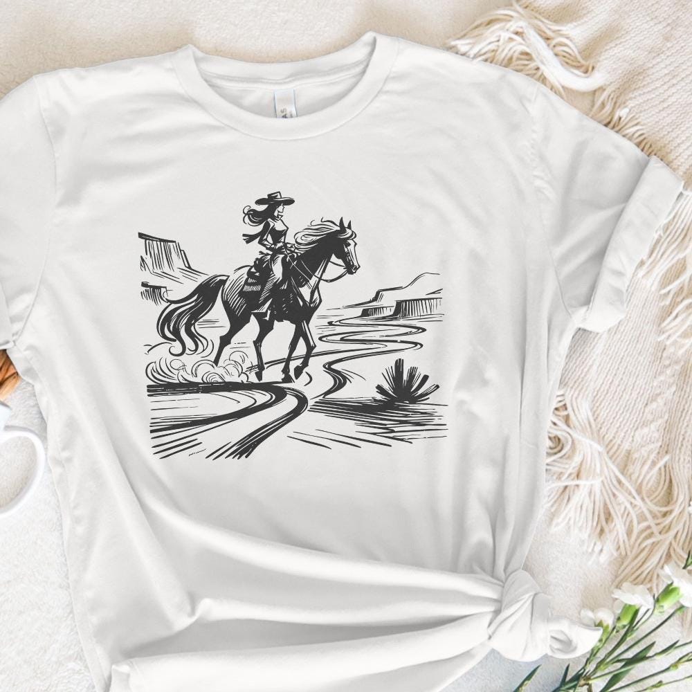 Cowgirl Country Western png, Vintage Illustration PNG - 300 DPI Design