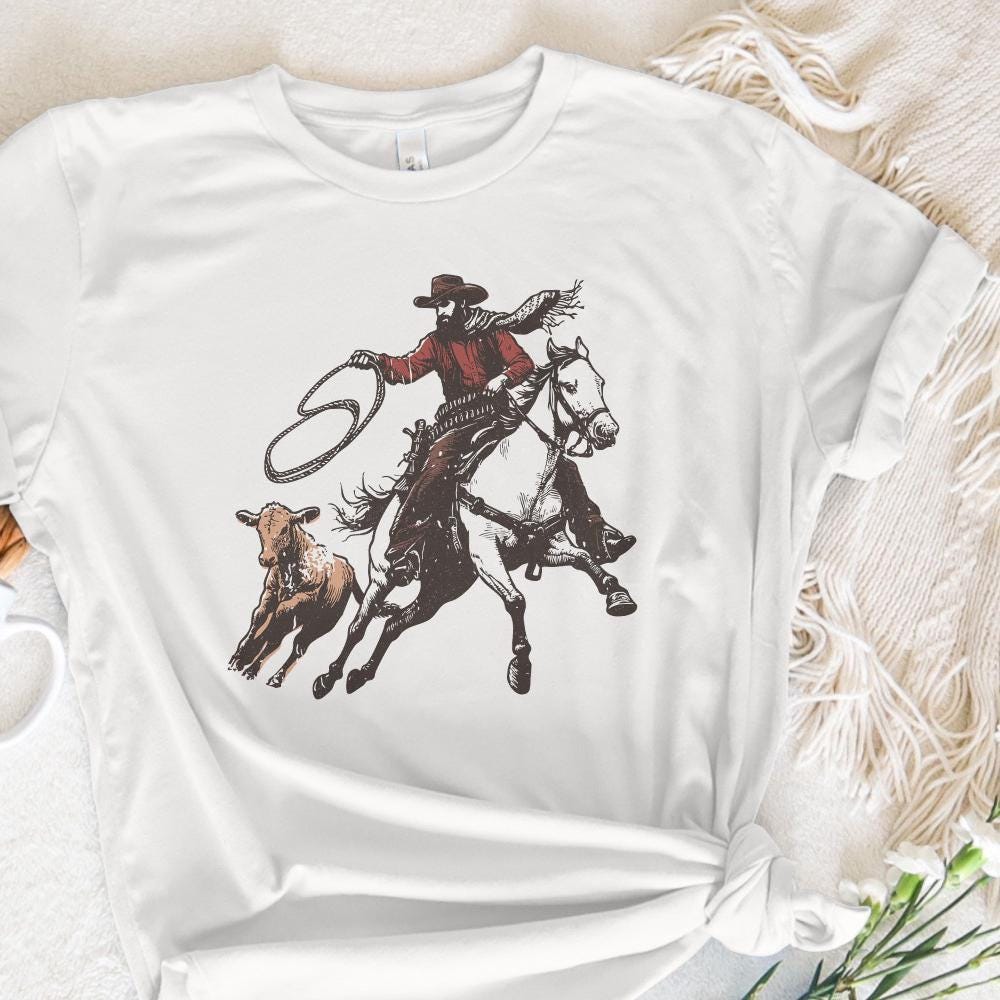 Retro Cowboy Lasso PNG, Western Rodeo Art - 300 DPI Design for T-Shirt