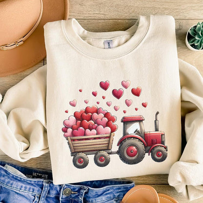Valentines Day Tractor PNG, Kids Valentine Digital Download - 300 DPI