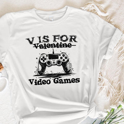 V is for Video Games png, Gamer Valentine png - 300 DPI Design for T-Shirt