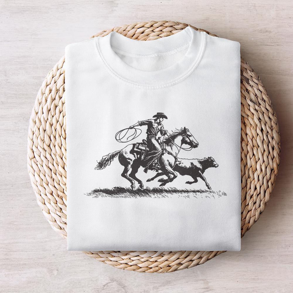 Retro Cowboy Lasso PNG, Western Rodeo png - 300 DPI Design for T-Shirt