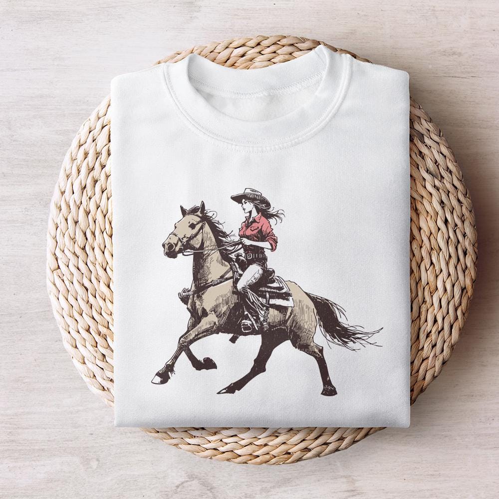 Cowgirl Western PNG, Vintage Illustration PNG - 300 DPI Design for T-Shirt