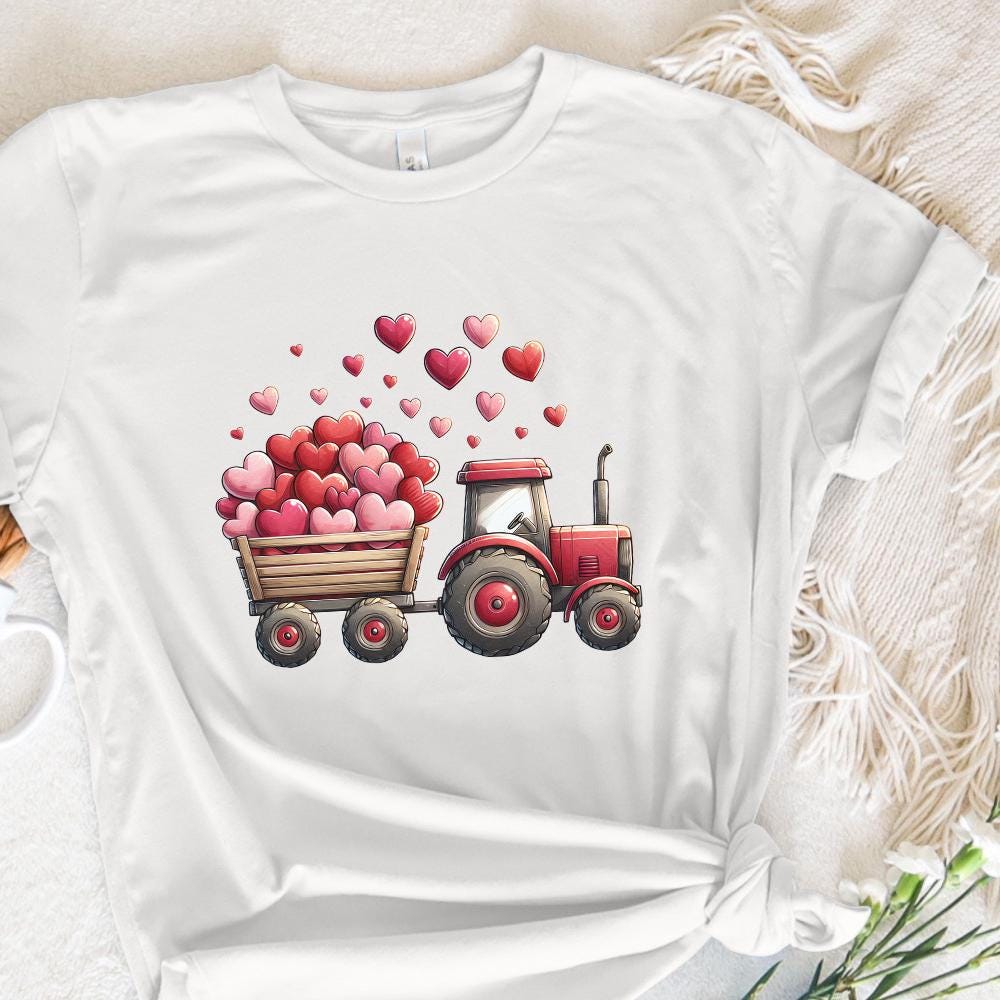 Valentines Day Tractor PNG, Kids Valentine Digital Download - 300 DPI
