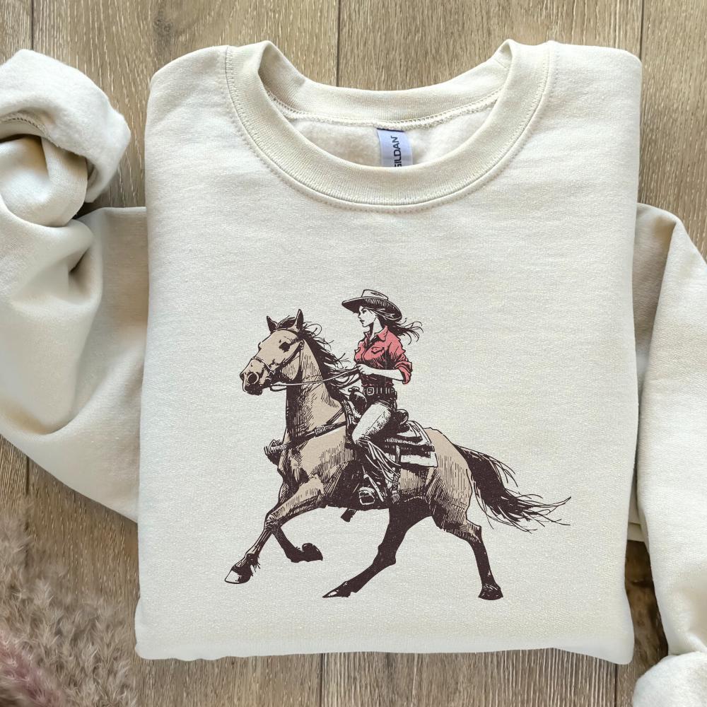 Cowgirl Western PNG, Vintage Illustration PNG - 300 DPI Design for T-Shirt