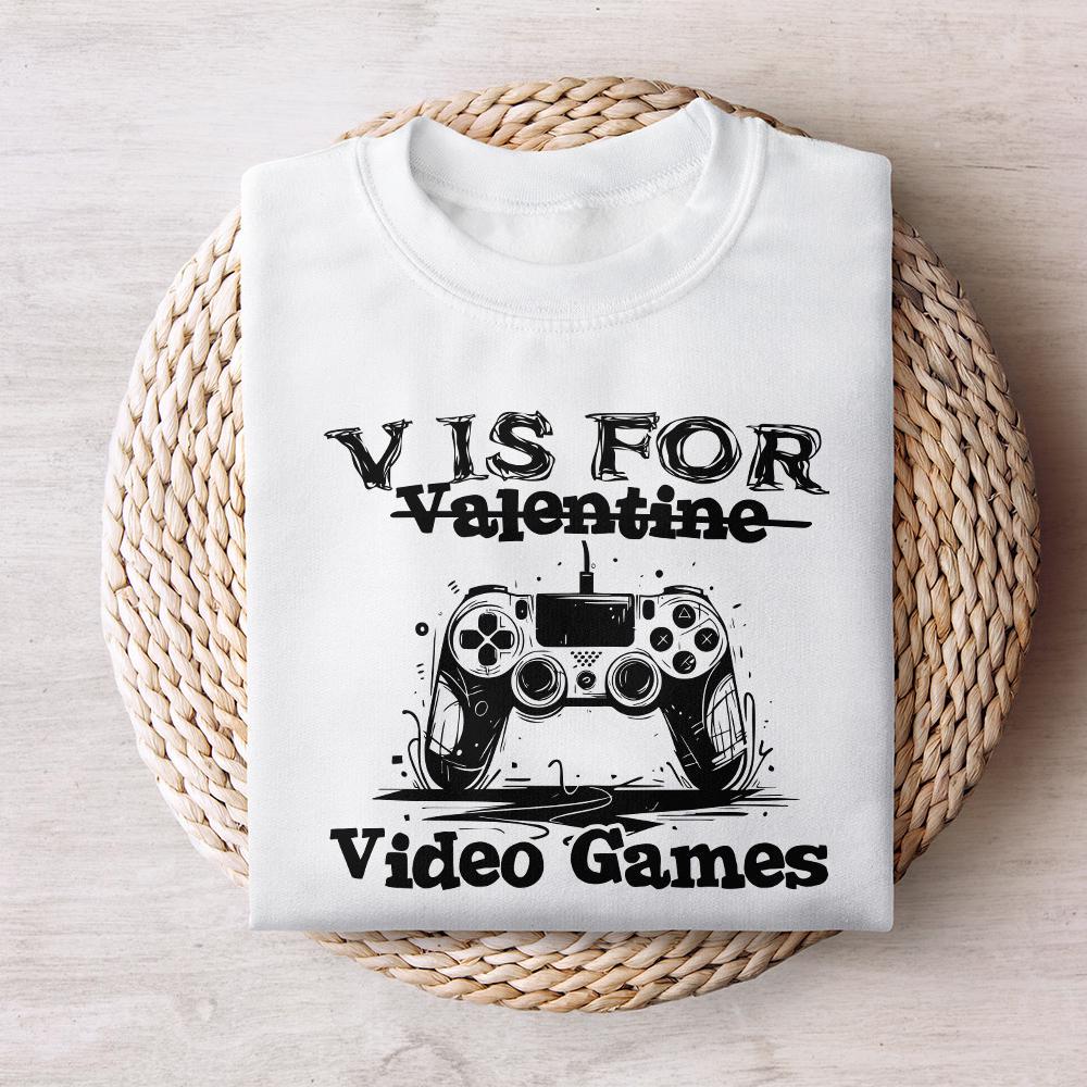 V is for Video Games png, Gamer Valentine png - 300 DPI Design for T-Shirt