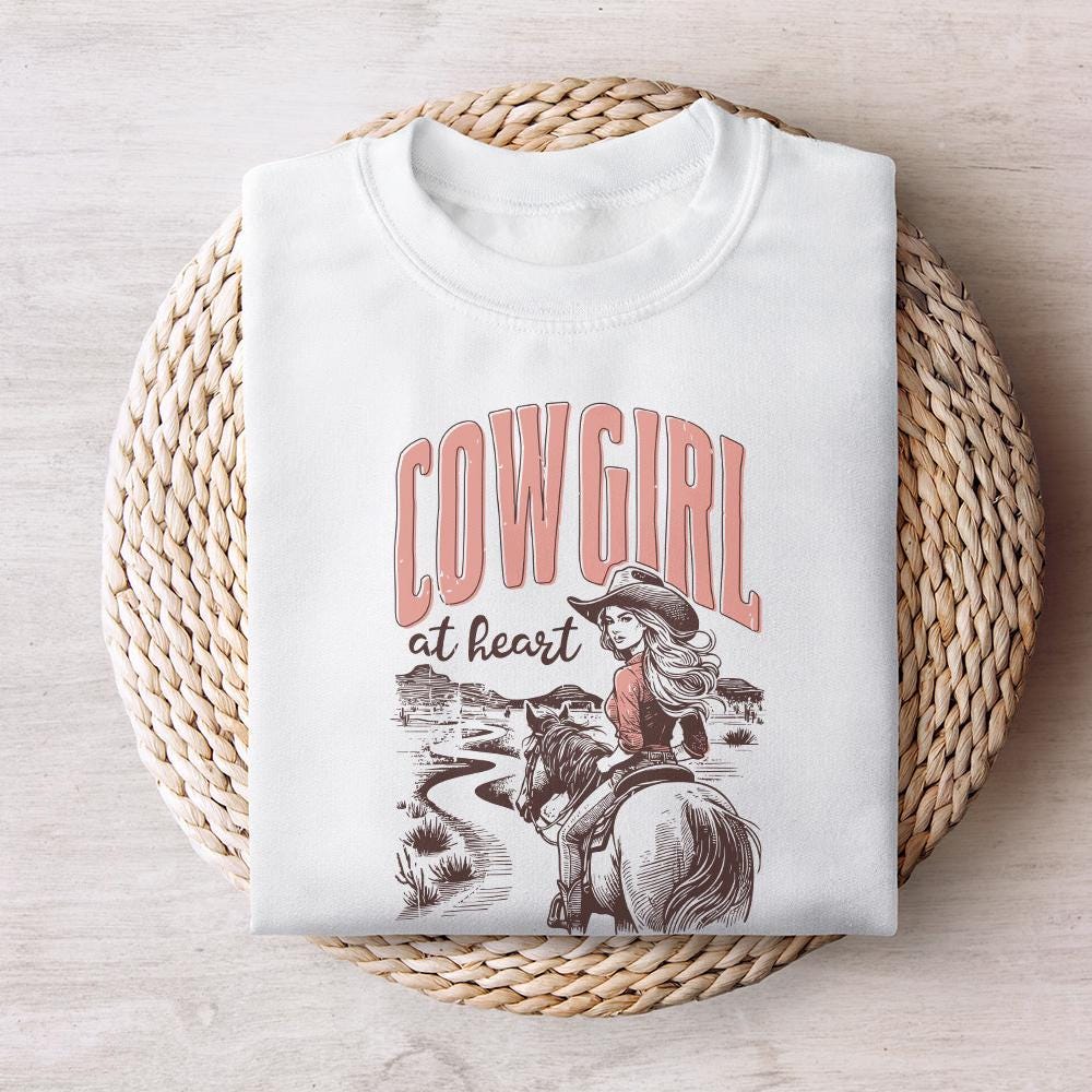 Cowgirl at Heart PNG, Western Valentines Png - 300 DPI Design for T-Shirt