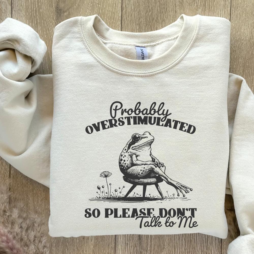 Probably Overstimulated PNG, Trendy Frog Design - 300 DPI Design for