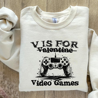 V is for Video Games png, Gamer Valentine png - 300 DPI Design for T-Shirt