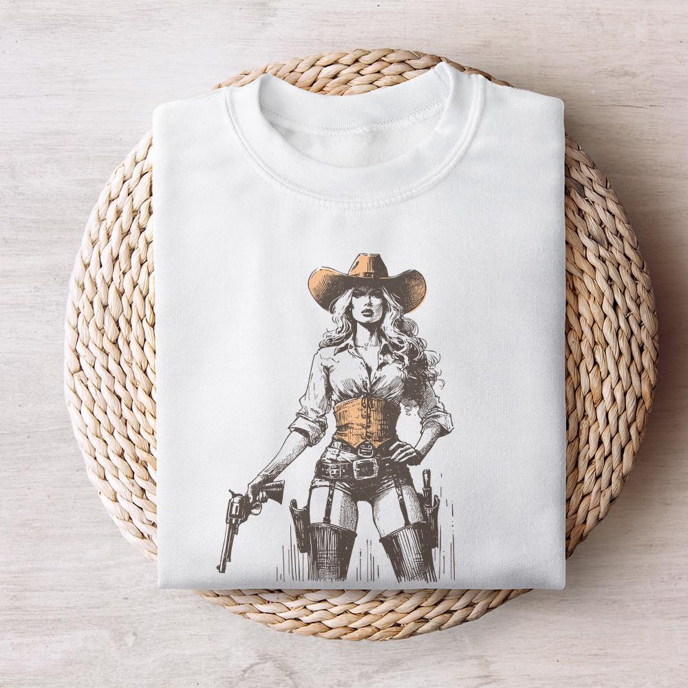 Retro Hot Cowgirl PNG, Western Wild West Digital Download - 300 DPI