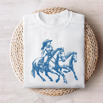 Cowgirl Wild Horses Western PNG, Retro Wild Horses Sublimation - 300 DPI