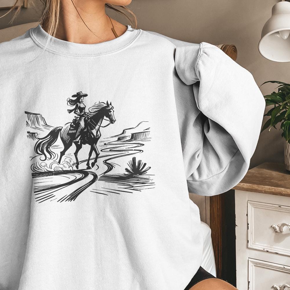 Cowgirl Country Western png, Vintage Illustration PNG - 300 DPI Design