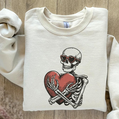 Skeleton Hugging a Heart PNG, Funny Valentines Day PNG - 300 DPI Design