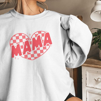 Mama Checkered Heart PNG, Valentines Day PNG - 300 DPI Design for T-Shirt