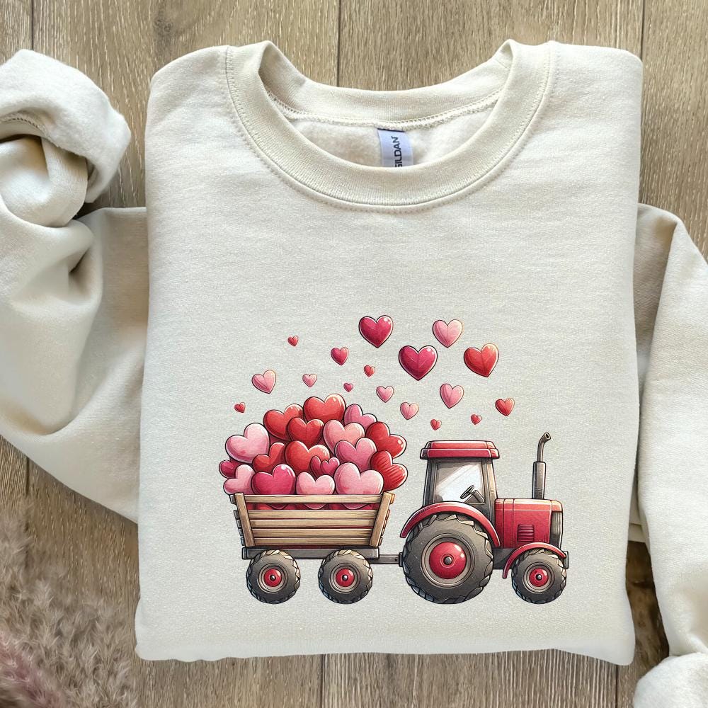 Valentines Day Tractor PNG, Kids Valentine Digital Download - 300 DPI