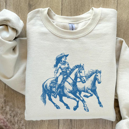 Cowgirl Wild Horses Western PNG, Retro Wild Horses Sublimation - 300 DPI