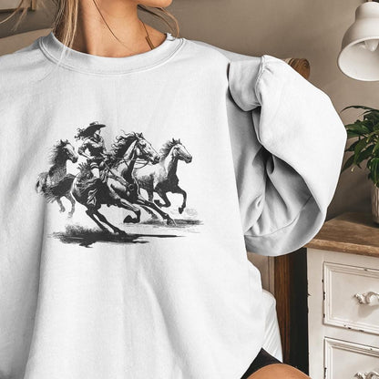 Cowgirl Horse Western PNG, Retro Wild Horses Sublimation - 300 DPI Design