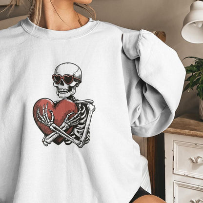 Skeleton Hugging a Heart PNG, Funny Valentines Day PNG - 300 DPI Design