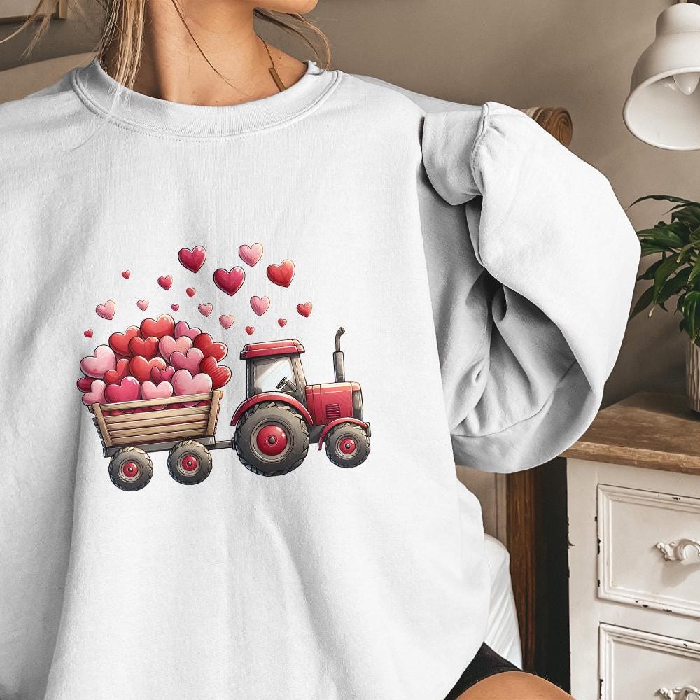 Valentines Day Tractor PNG, Kids Valentine Digital Download - 300 DPI