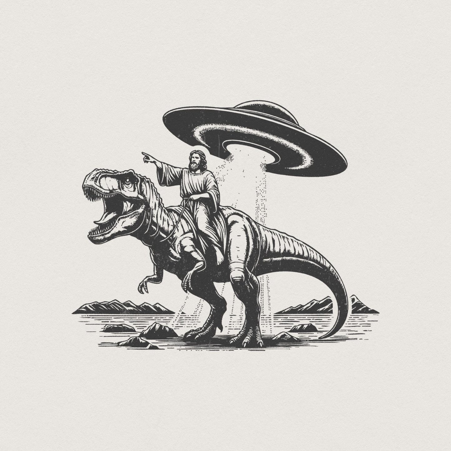 Jesus Dinosaur PNG, Religious Humor - 300 DPI Design for T-Shirt