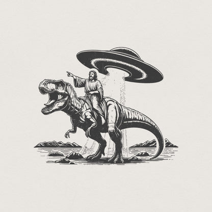 Jesus Dinosaur PNG, Religious Humor - 300 DPI Design for T-Shirt