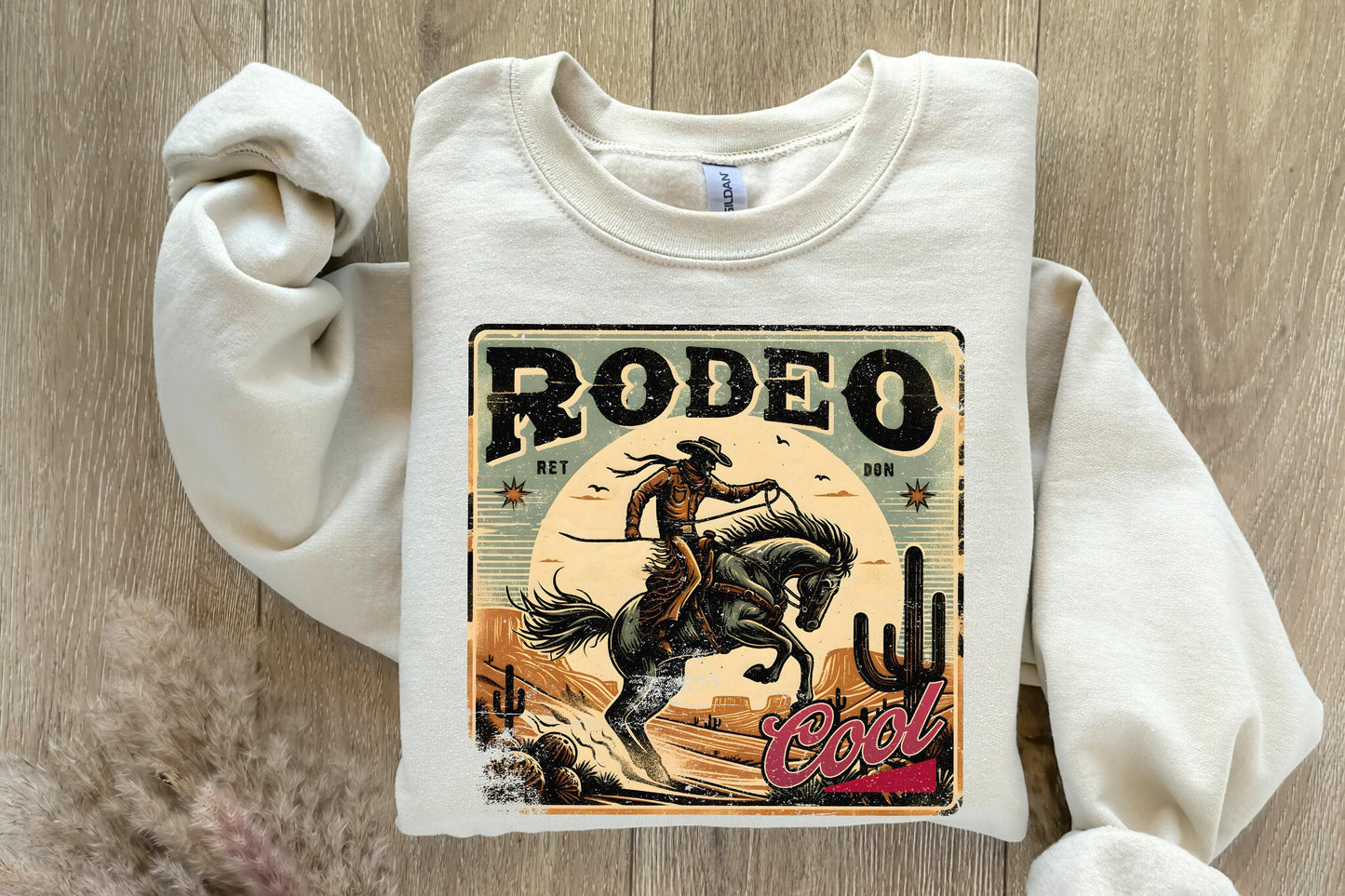 Rodeo 90s Retro Cowboy PNG: Vintage-Inspired Western Shirt Design,
