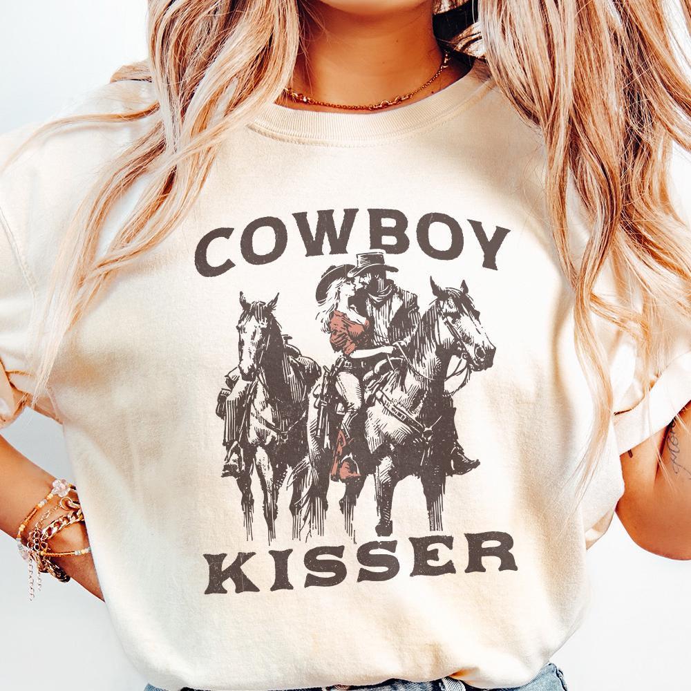 Western Valentine PNG, Cowboy Kisser PNG - 300 DPI Design for T-Shirt