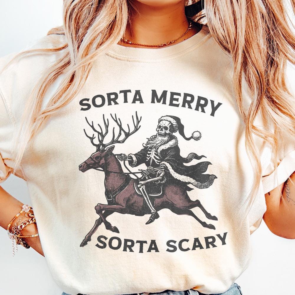 Sorta Merry Sorta Scary PNG, Skeleton Christmas PNG - 300 DPI Design for