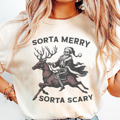 Sorta Merry Sorta Scary PNG, Skeleton Christmas PNG - 300 DPI Design for