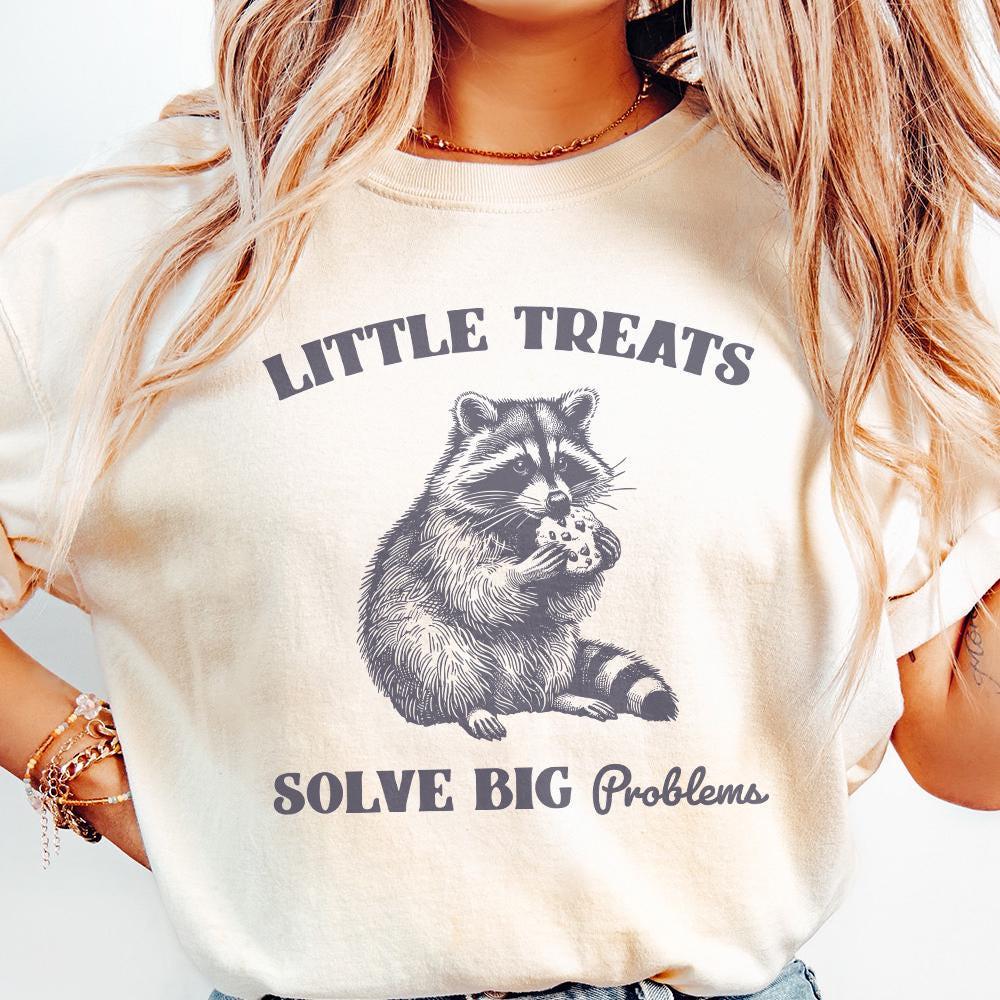Little Treats Solve Big Problems PNG, Funny Raccoon PNG - 300 DPI Design