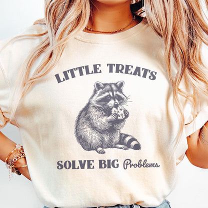 Little Treats Solve Big Problems PNG, Funny Raccoon PNG - 300 DPI Design