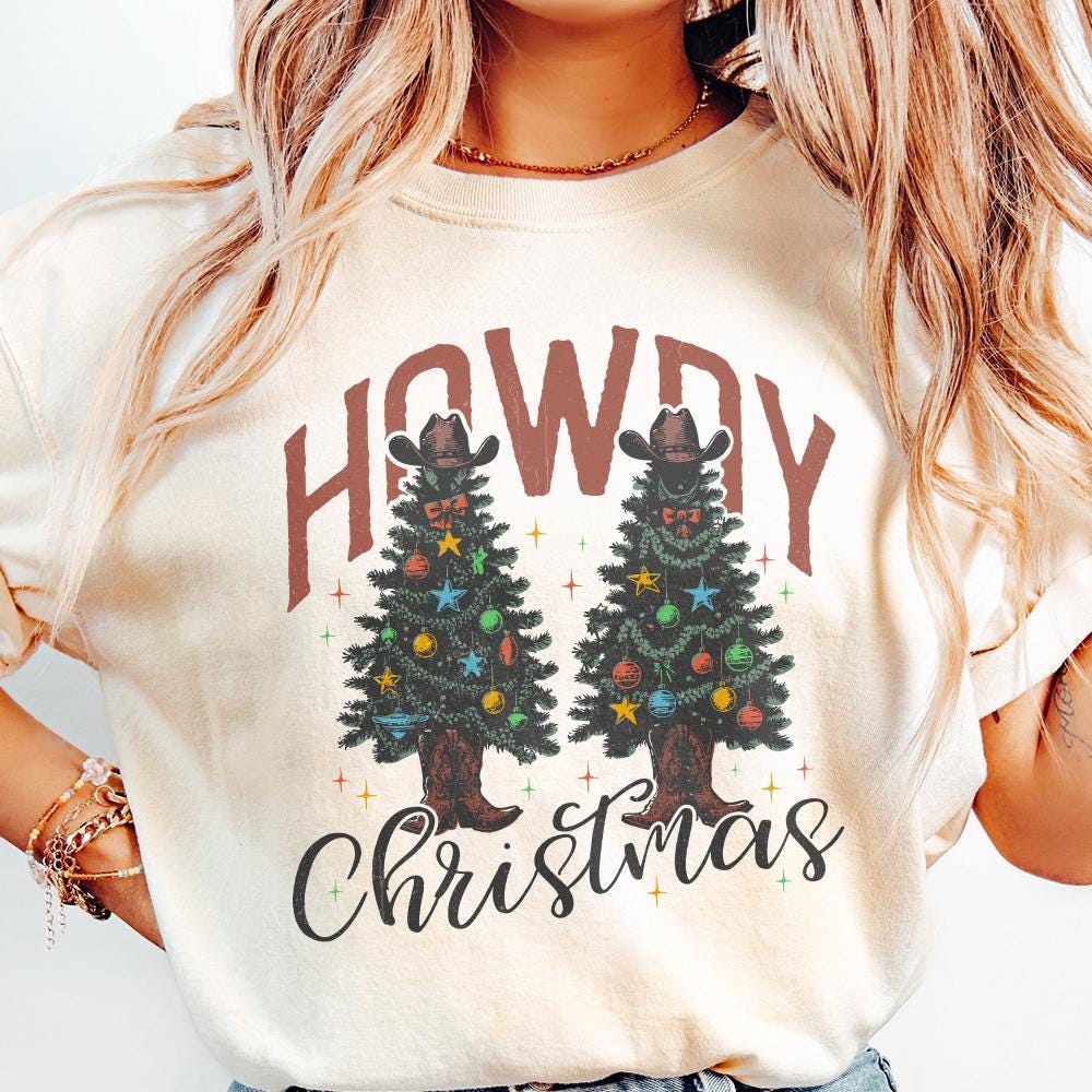 Howdy Christmas PNG, Western Christmas PNG - 300 DPI Design for T-Shirt