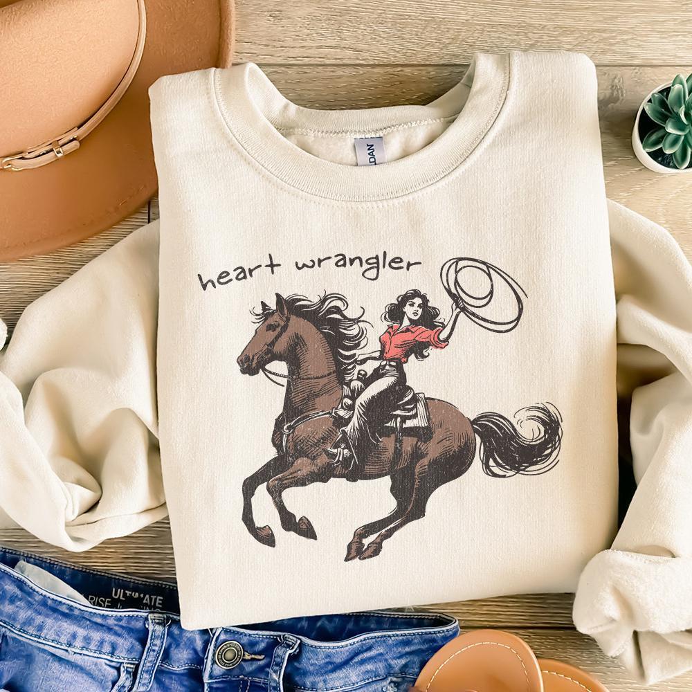 Heart Wrangler PNG, Western Valentine Sublimation - 300 DPI Design for