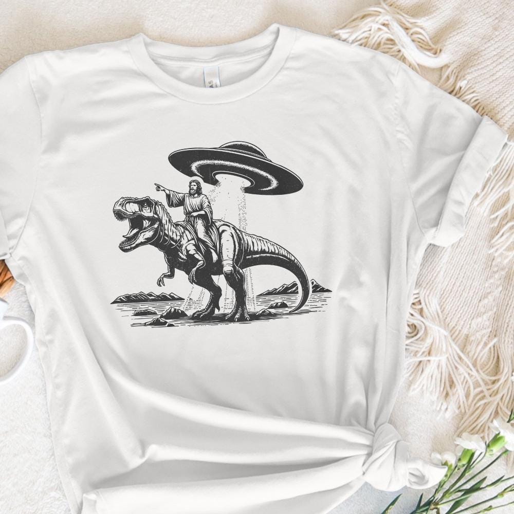 Jesus Dinosaur PNG, Religious Humor - 300 DPI Design for T-Shirt