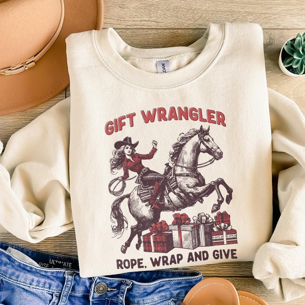 Retro Christmas Cowgirl PNG, Western Christmas Digital Download - 300 DPI