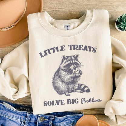 Little Treats Solve Big Problems PNG, Funny Raccoon PNG - 300 DPI Design