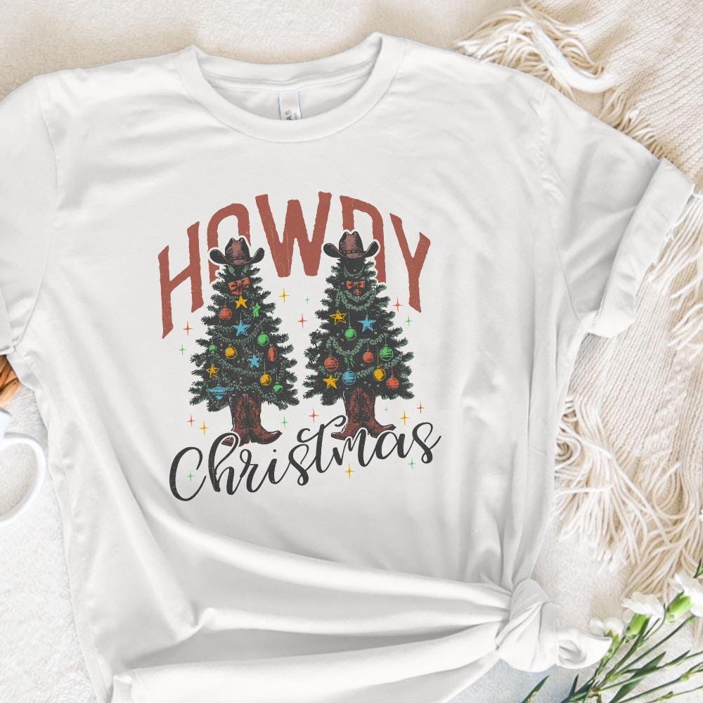 Howdy Christmas PNG, Western Christmas PNG - 300 DPI Design for T-Shirt